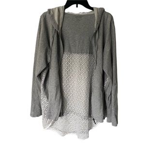 Calvin Klein Performance Lace Zip Up Hoodie Gray & White 1X